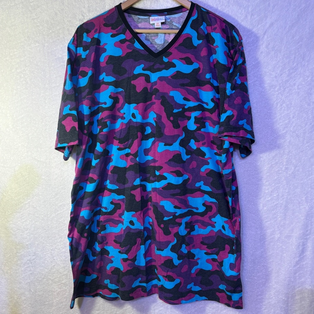 LuLaRoe Blue and Purple Short Sleeve Tee